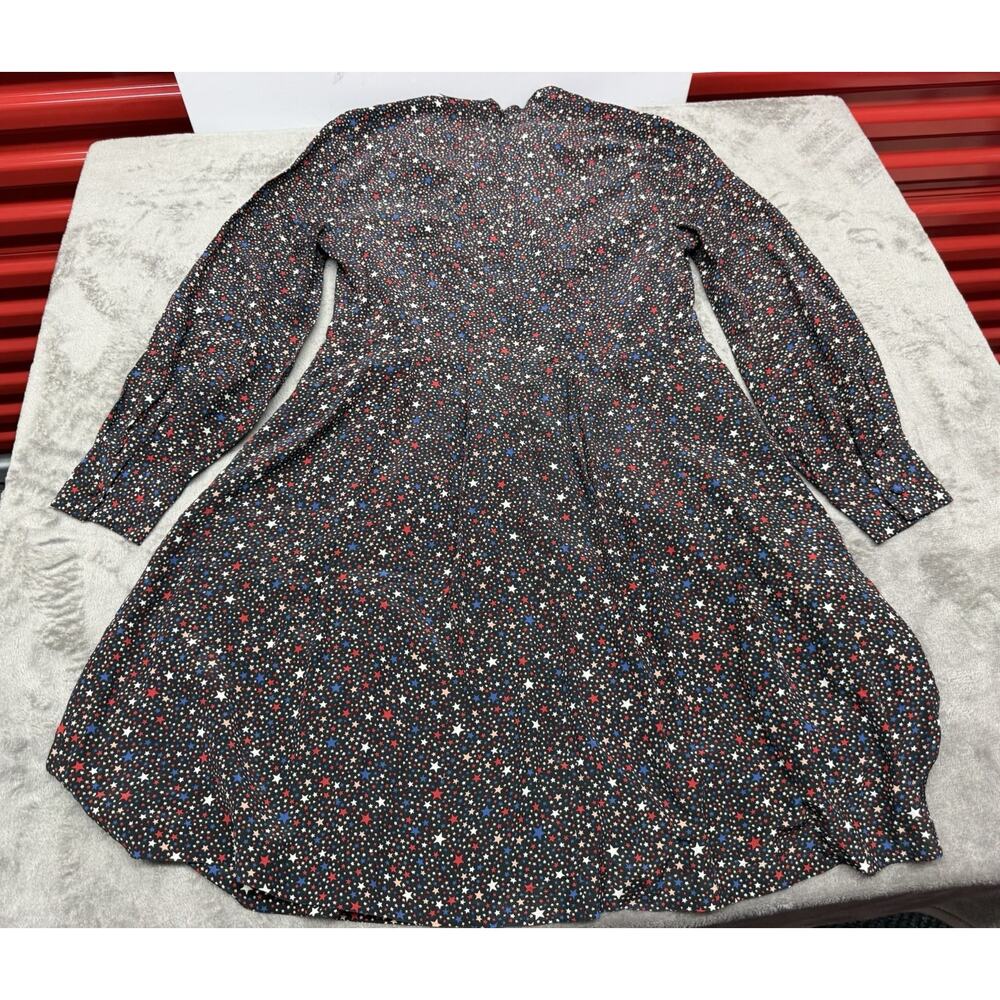 Madewell Balsam Tie Neck Silk Dress 0 Starry Night Mini Long Sleeve XS - Picture 9 of 11